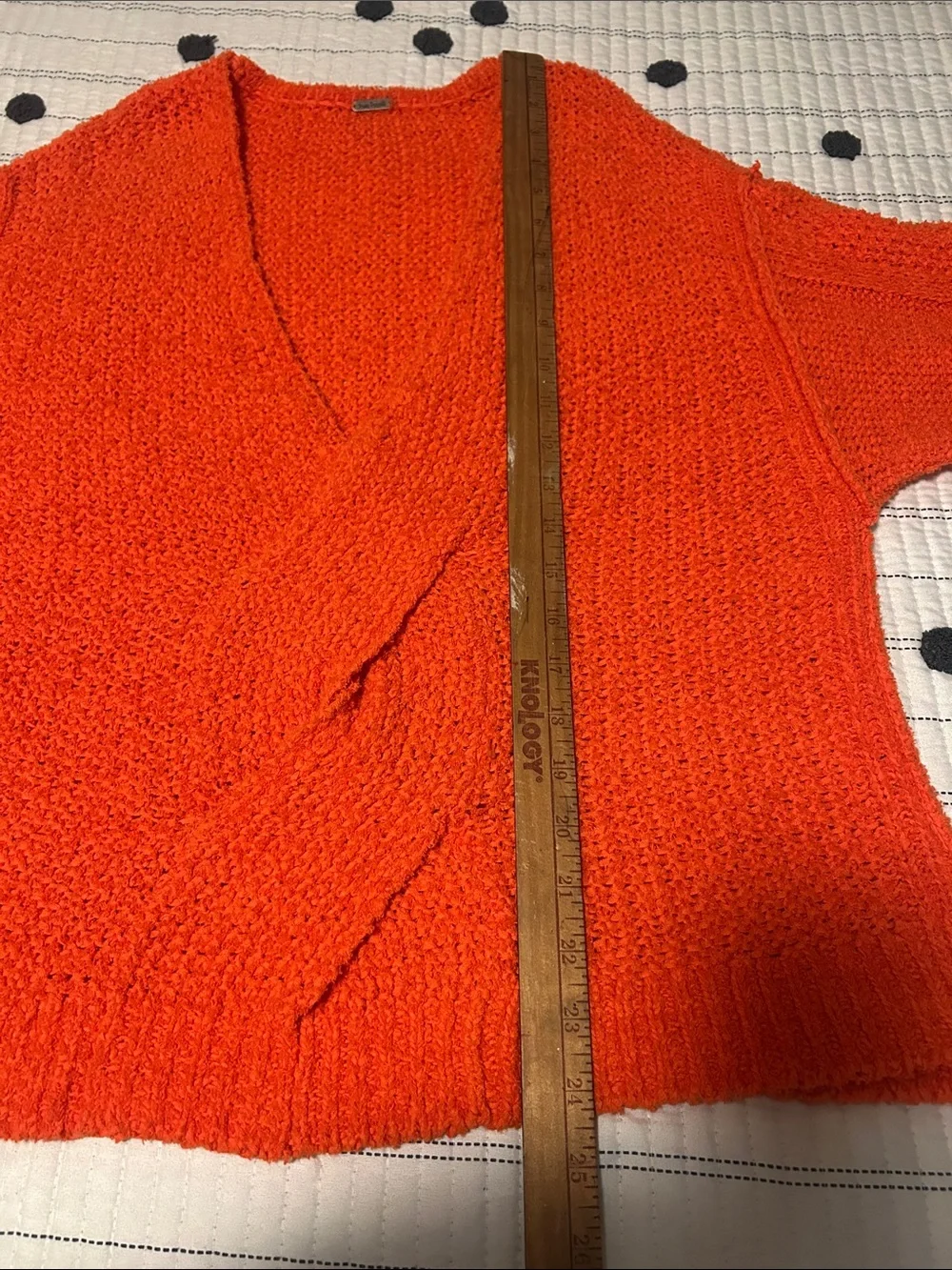 Free People Coco V-neck Sweater Oversized Chunky Orange Fall Boho Women Medium M